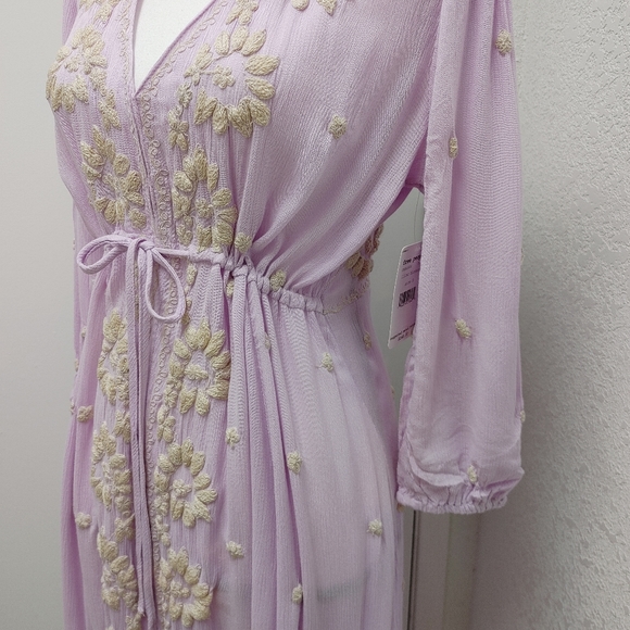Free People Lilac Blossom Embroidered Dress Size S - Picture 6 of 13